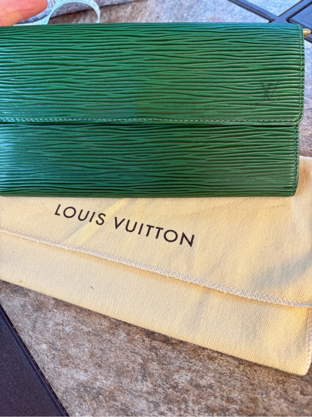 Louis Vuitton Emerald Green Epi Leather Clutch Wallet - Designer Style